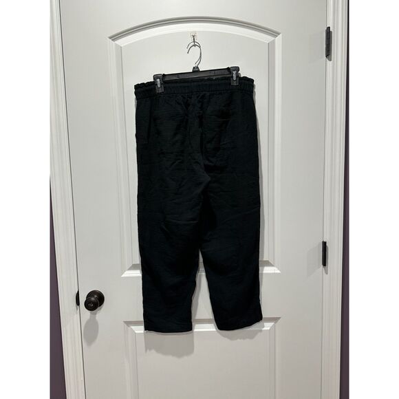 Madewell Pull-on Drawstring Waist Gauze Black Pants Size Medium - Picture 2 of 7